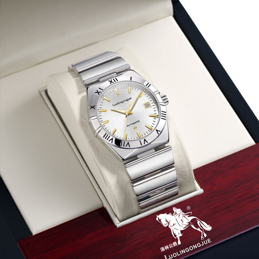 Luxury Watch Tier - Top-Tier Luxus-Business-Herrenuhr mit Automatikaufzug, Skelett-Design, Edelstahlarmband,