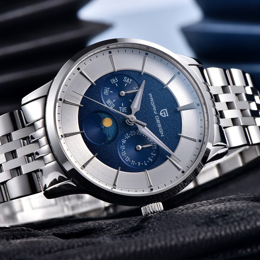 Luxury Watch Tier - Paganidesign Luxus Quarz Edelstahl-Uhr mit Multifunktionaler